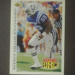 1992 Upper Deck Quentin Coryatt Indianapolis Colts #406 Rookie Force Football Card Vintage Collectible NFL Pro