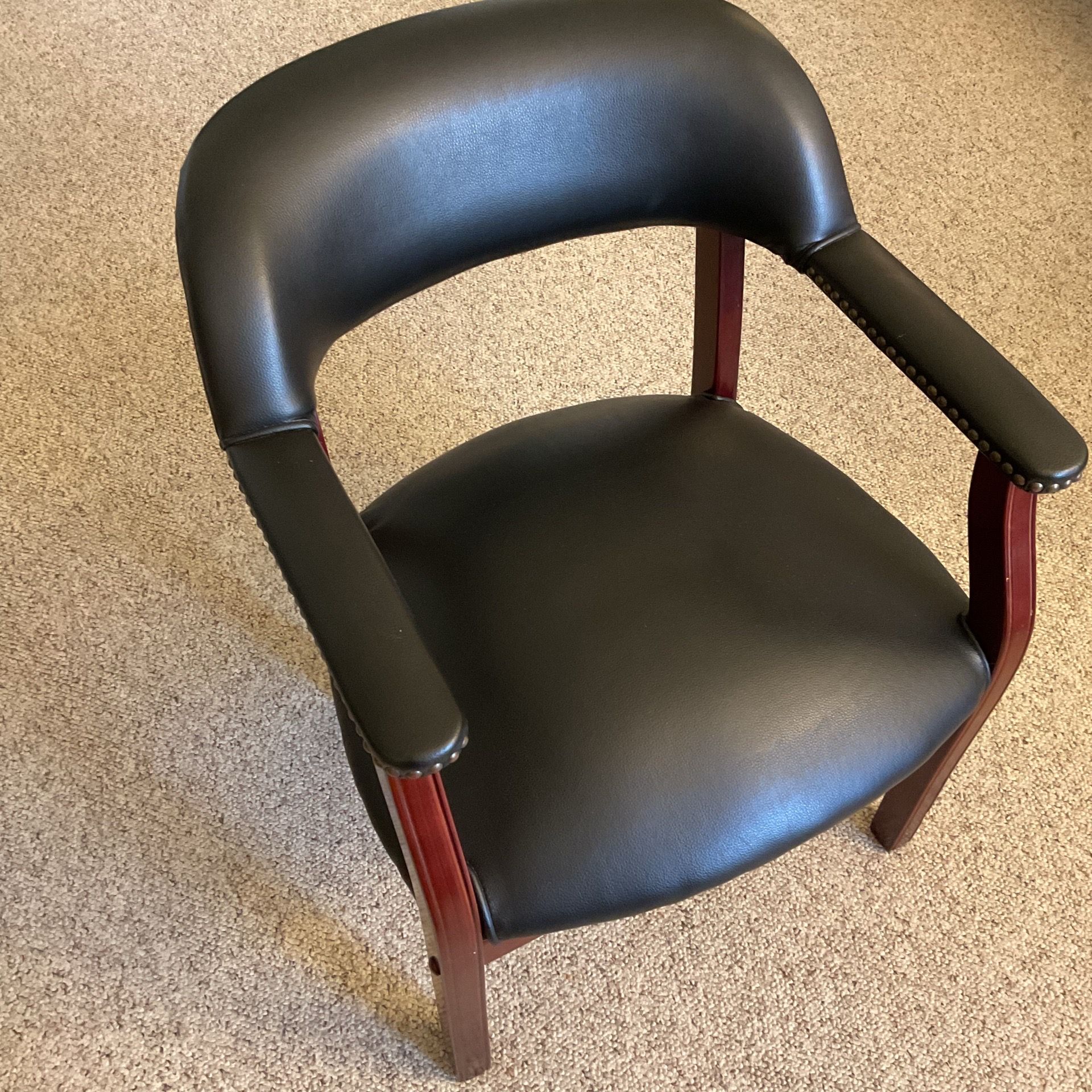Black arm chair faux leather