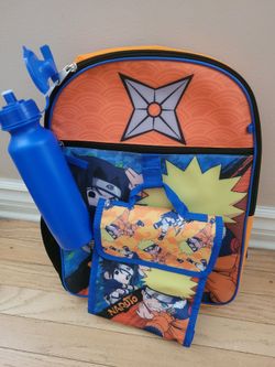 Naruto backpack, with lunch bag and water bottle