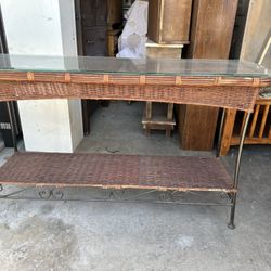 Rattan Table With Glass Top