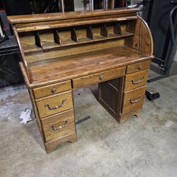 Antique Roll Top Secretary Desk