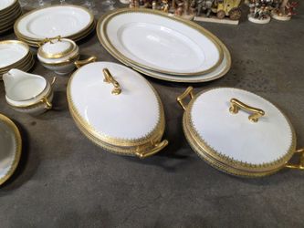Antique French Limoges porcelain dinnerware