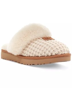 NIB UGG Women’s Cozy Knit Slipper Knit Faux-Fur Lined Slippers in Cream 9