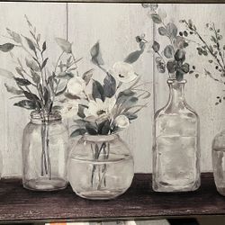 Rustic Flowers in Vases (extra large painting)- Brand New