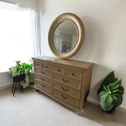 Bernard High End Large light Wash Dresser and Matching Mirror with Side dresser Set