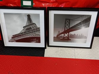 (2) Black And White Framed Pictures/ Prints