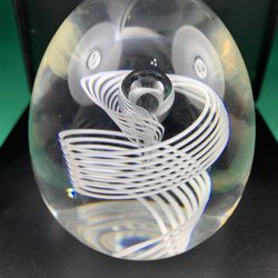 Steuben Art Glass George Thompson Cane Teardrop Ribbon Swirl Paperweight Bubble