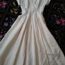 Quinceanera White Linen Dress $50