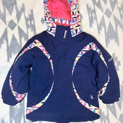 Boulder Gear girl’s ski Snowboard jacket size 4.  Detachable hood. Multi Color