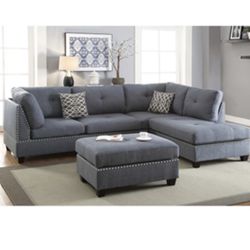 Gorgeous Gray Colored 3 Piece Sectional Set