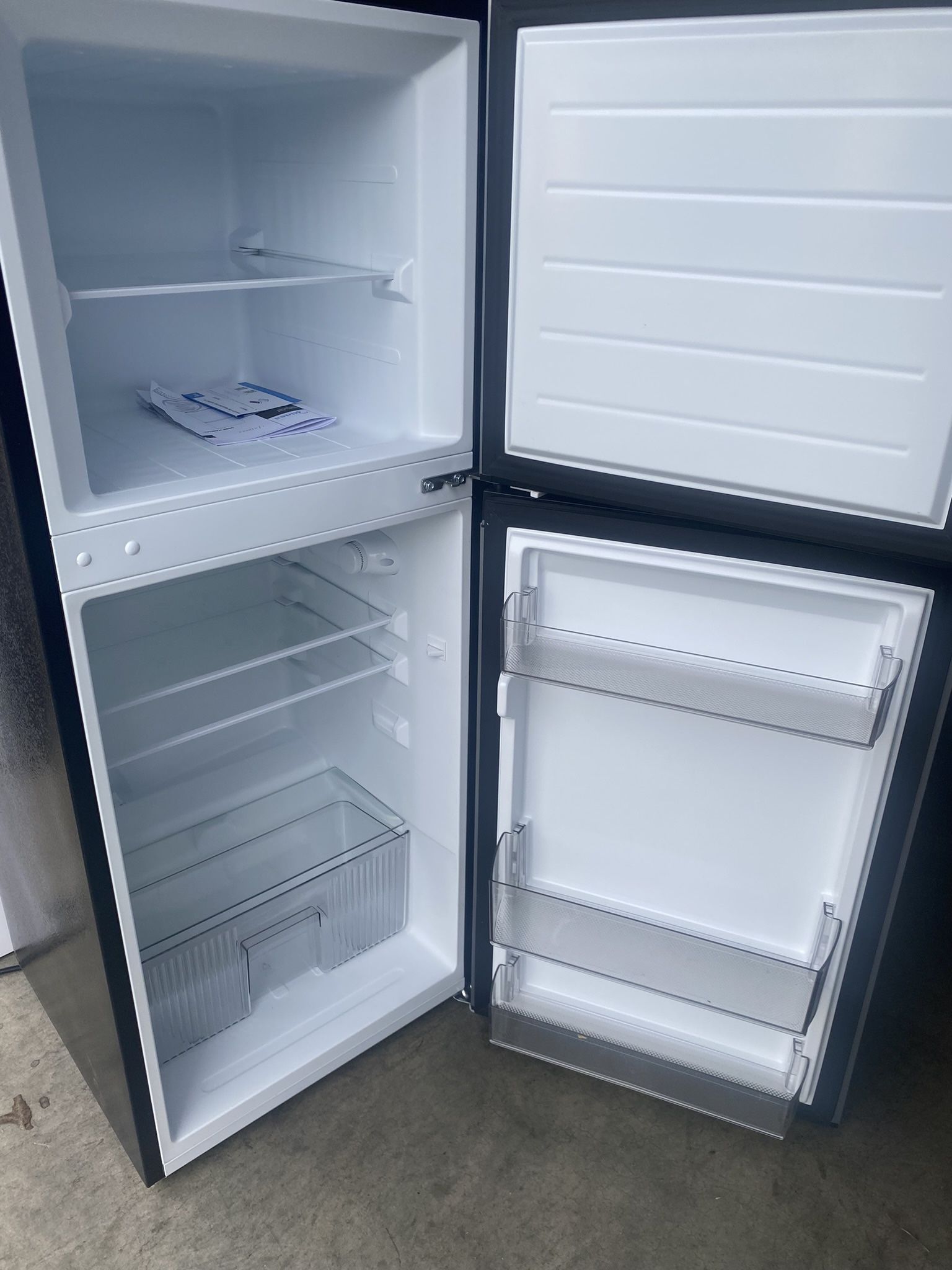 Midea Compact Refrigerator, 2Door, 4.5 cu ft, Black and Silver for