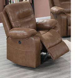 Brand New Brown Leather Rocking Reclining Chair