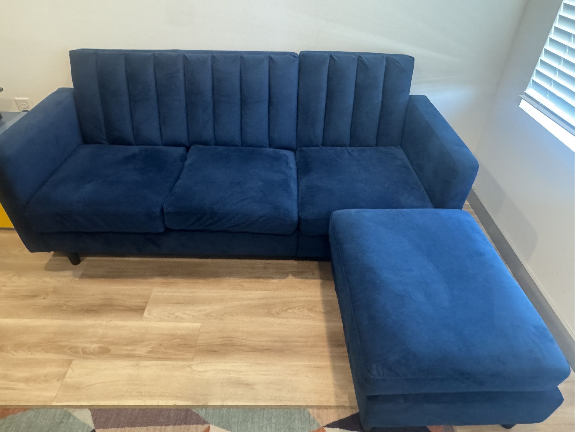 Velvet Sectional Sofa, L Shaped Couch with Reversible Chaise