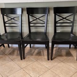 Ethan Allen Black Crossback Wood Dining Chairs 