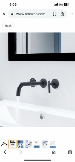 Wall Mount Bathroom Faucet  Black  Wall Faucet High Flow Two Handles Stainless Gold And Black   And Gold Bronze A38 g $40