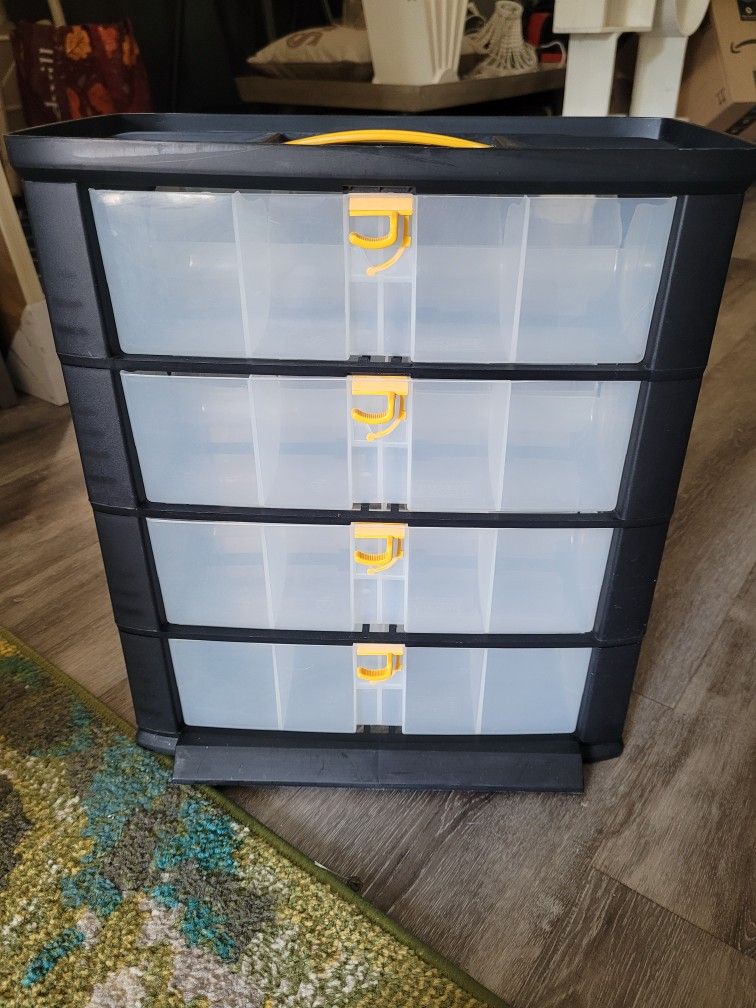 Portable Small Plastic Storage Container W/flip Out Bins
