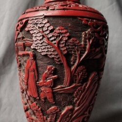 Antique Chinese Lacquer Carved Bottle

