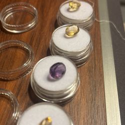 4 Faceted Gemstones, Amethyst And Citrine 