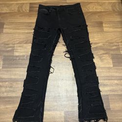 Black stacked jeans 