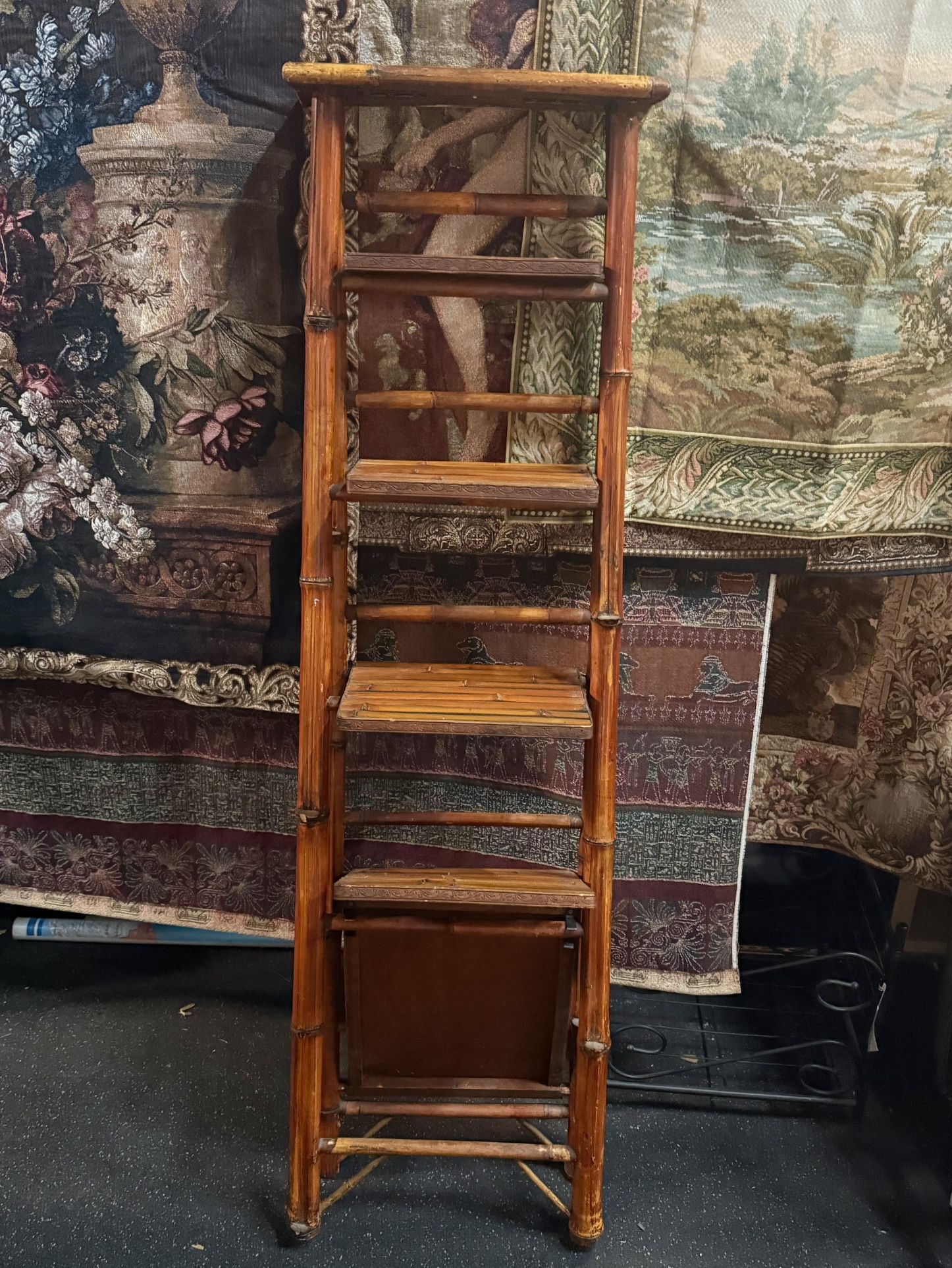 Vintage Bamboo British Colonial decorative 6 Level display stand Shelf ladder