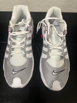 Nike Shox Sneakers White Silver Red size 10