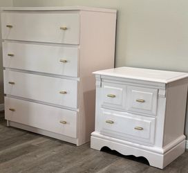 Soft blush nightstand and dresser