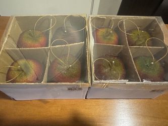 Christmas ornaments.Elegant Red Velvet Apple Christmas Ornaments . 2 boxes set of 4 apples ornaments each box . New The size of ornament is 3.2 inch