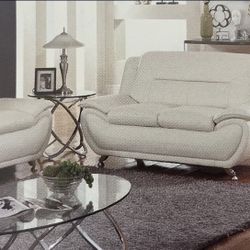 Modenr Style Three Piece White Leather Couch Set 