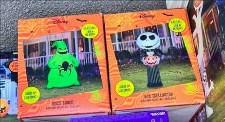 Disney Nightmare Before Christmas Halloween Oogie Boogie and Jack Skellington Blowup Inflatables NEW