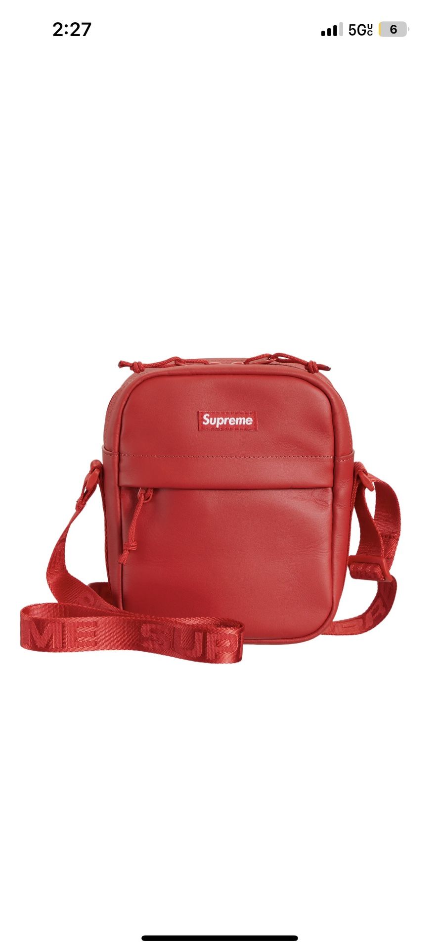 Supreme Red Leather Side Bag 