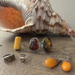 Genuine Baltic Amber Sterling Silver Jewelry 