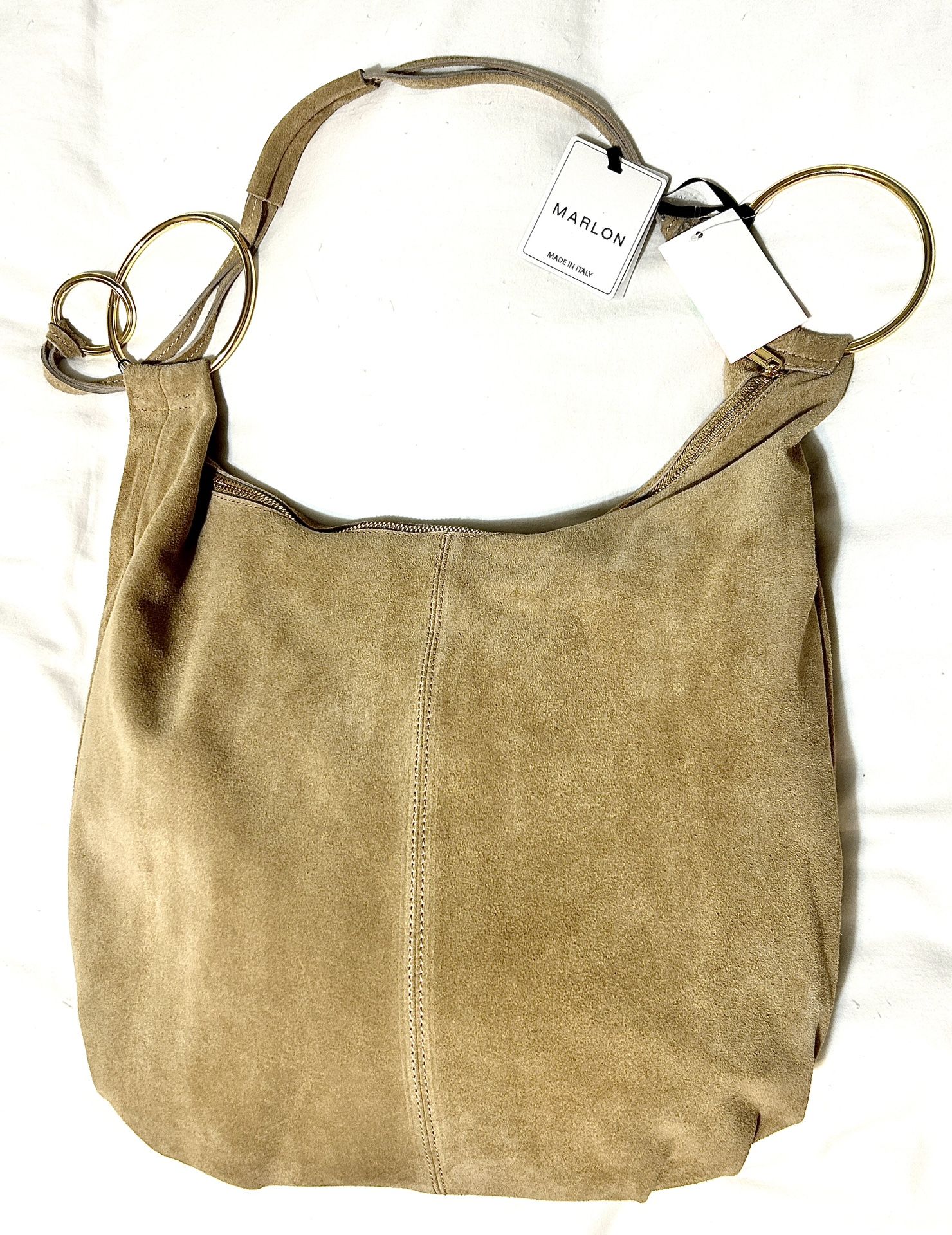 Italian Light Tan Suede HOBO Bag