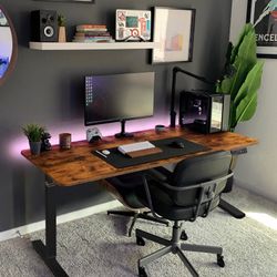 New 48" × 24" Electric Height Adjustable Standing Desk Home Office Computer Desk Memory Preset with T-Shaped Metal Bracket, Brown  New in box HAD23-03