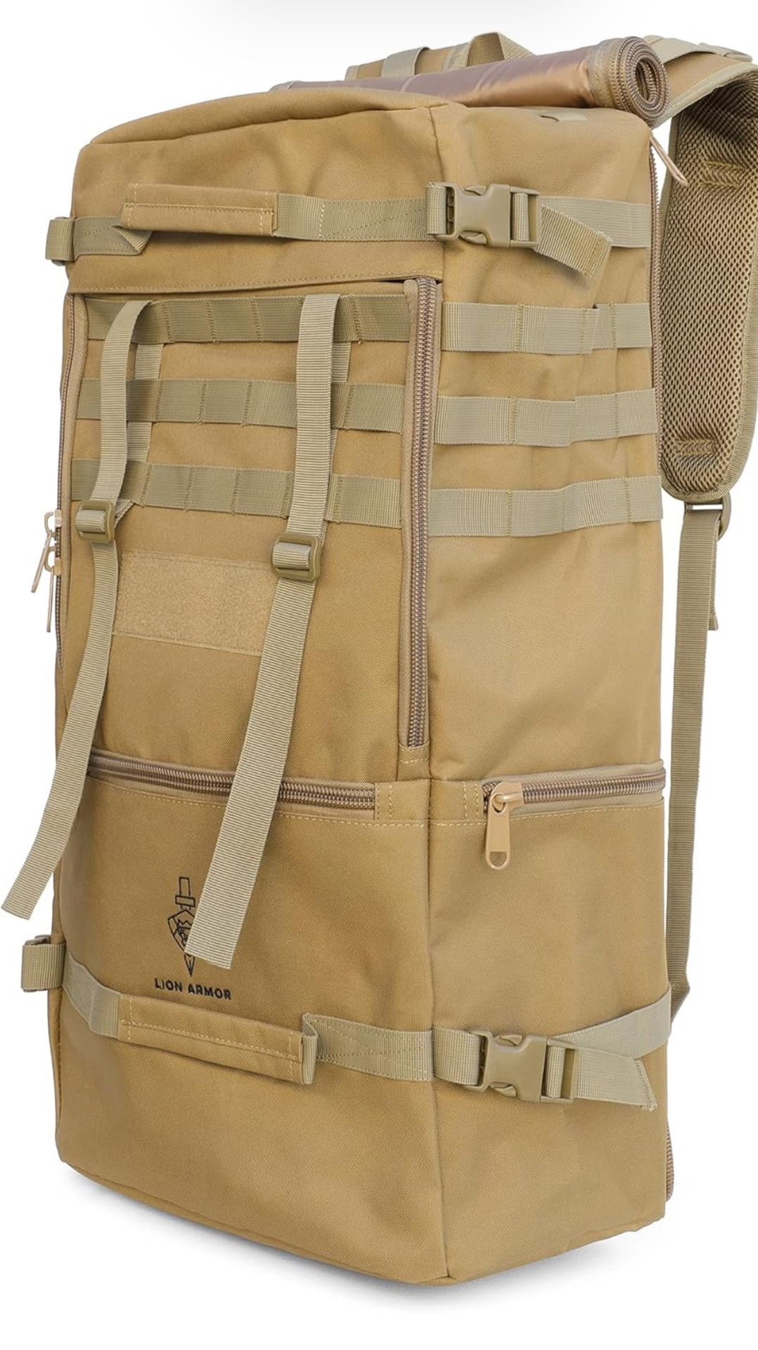 Waterproof Tactical Duffle Backpack, 55L, Cargo Model (Khaki