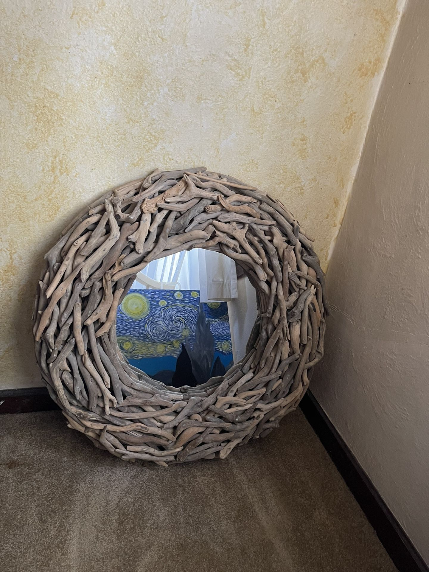 West Elm Round Driftwood Mirror