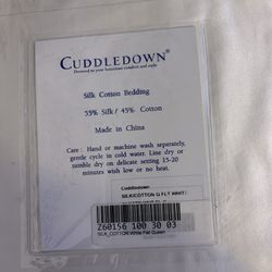 Cuddledown  NWT 1pc Queen Flat Sheet Silk Cotton  White