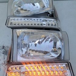 99-04 Ford F250-F550 00-04 Excursion LED Headlights Luces Micas Calaveras Faros Faroles