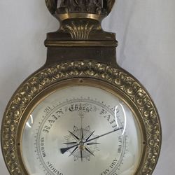 Vintage West Germany Brass Eagle Wall Barometer 25” Heavy Mid Century