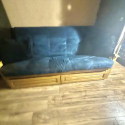 Solid oak wood queen futon sofa