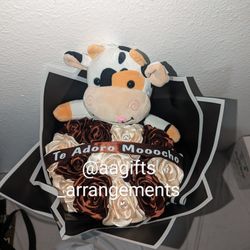 Cow Plush Roses Bouquet Eternal