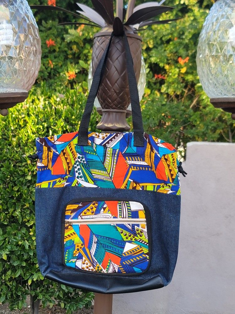 Ghanian West African Custom Denim Tote Bag