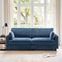 Blue Chenille Loveseat Sofa 