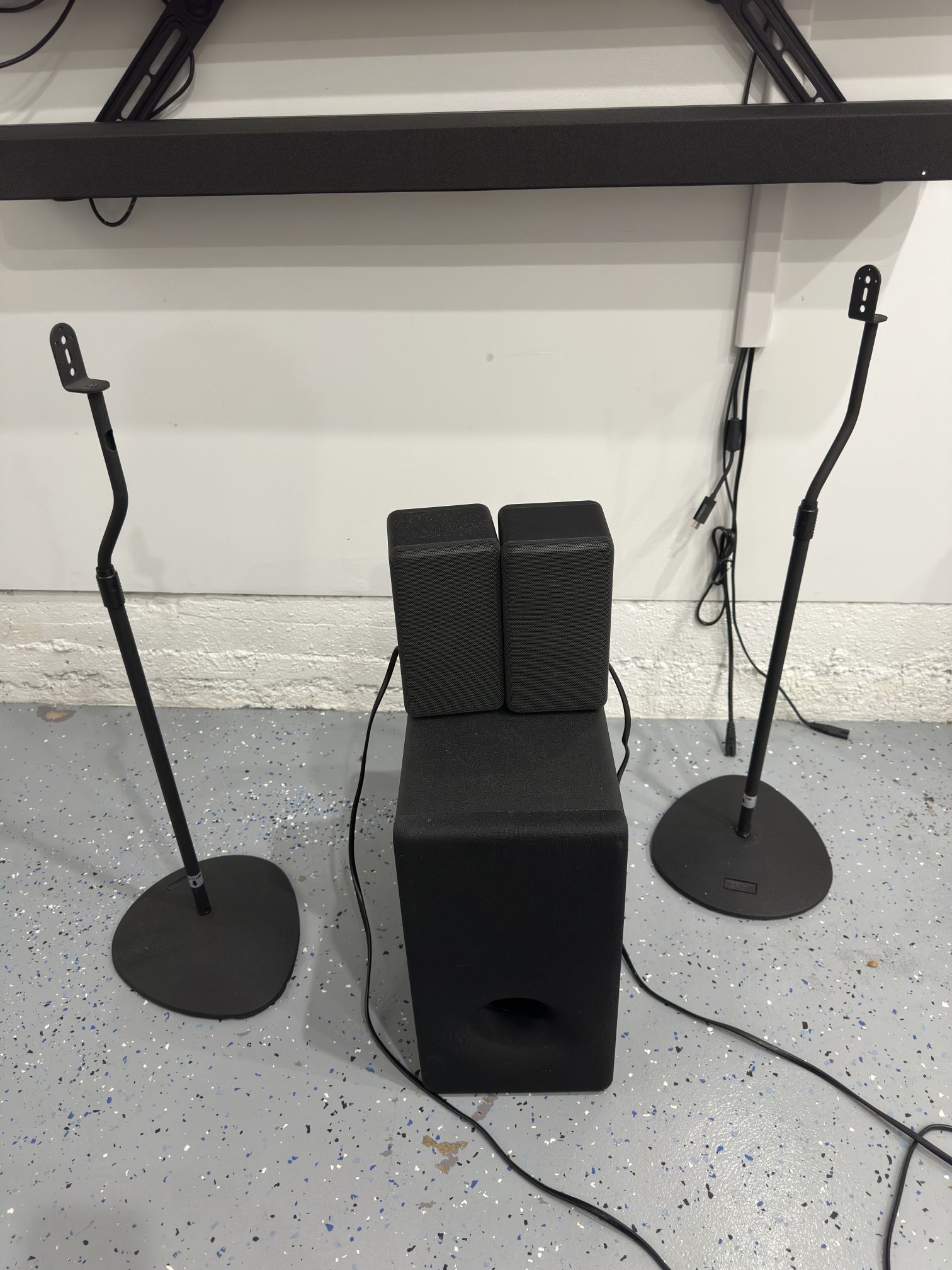 SONY SOUND BAR, SUBWOOFER, AND REAR SPEAKERS