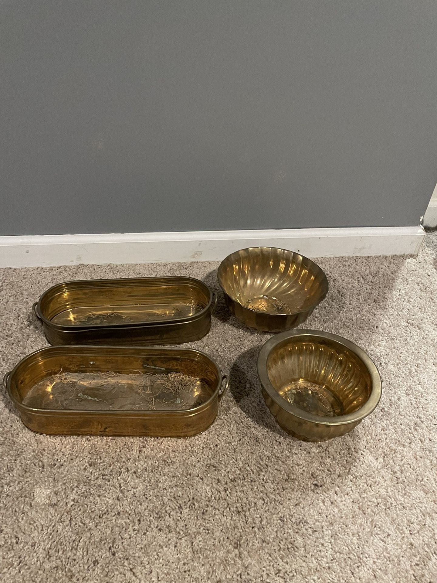 Four Brass Floral Home Decor Containers