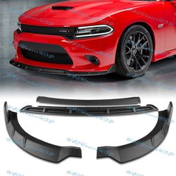 For 2015-2021 Dodge Charger SRT-Style Black Front Bumper Body Spoiler Lip 4pcs -(2-PU-895