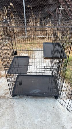 Black Wire Pet Cage with Shelves and Tray