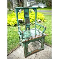Shanxi Province Carved Elm Wood Scholar Top Hat Arm Chair Custom