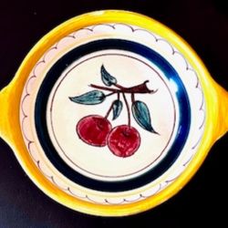 (3) Stangl Pottery “Fruit” Lugged Soup Bowls, Hand-Painted, Artist Signed, Cherries, Trenton NJ