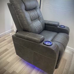 Gray Leather Electrical Reclining Chair 