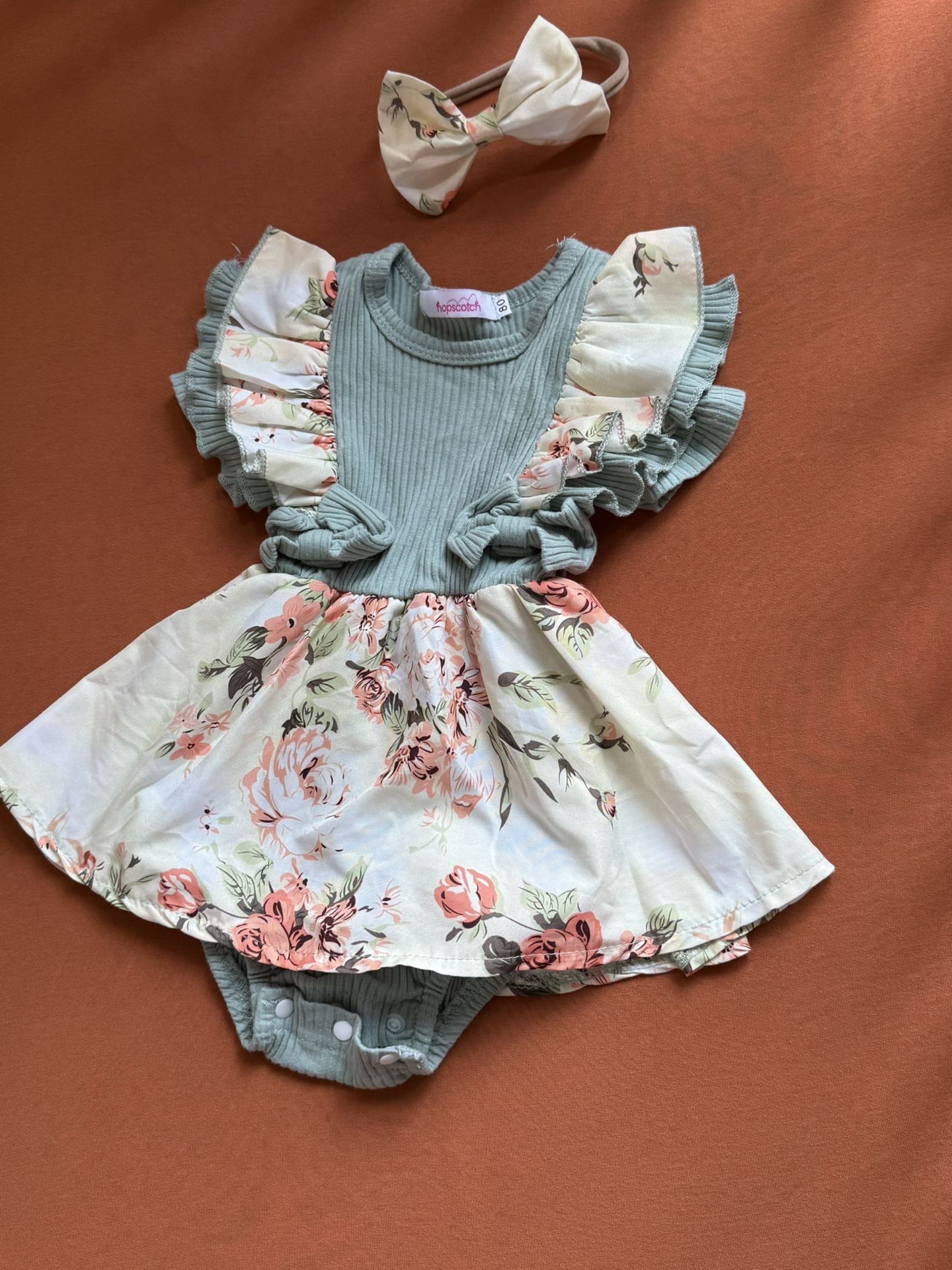Baby girl romper frock with headband 3-6 months